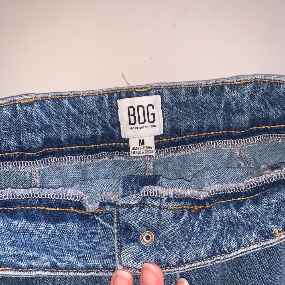 BDG Urban Outfitters Blue Denim A Line Mini Skirt Snap Button Front Pockets M - Picture 4 of 8